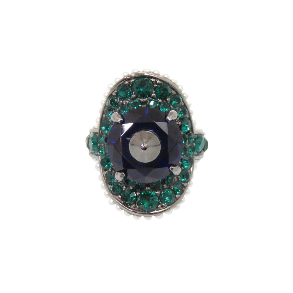 Gucci Metal Stone Rhinestone Faux Pearl Ring, Multicolor 0498GUCCI